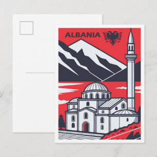 Carte Postale Explorer l'Albanie Illustration de voyage vintage