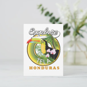 Carte Postale Explorer le logo de voyage Tela Honduras