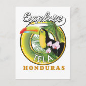 Carte Postale Explorer le logo de voyage Tela Honduras (Devant)