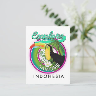 Carte Postale explorer Samosir indonésie logo de voyage