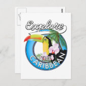 Carte Postale Explorez le patch de voyage des Caraïbes. (Devant / Derrière)