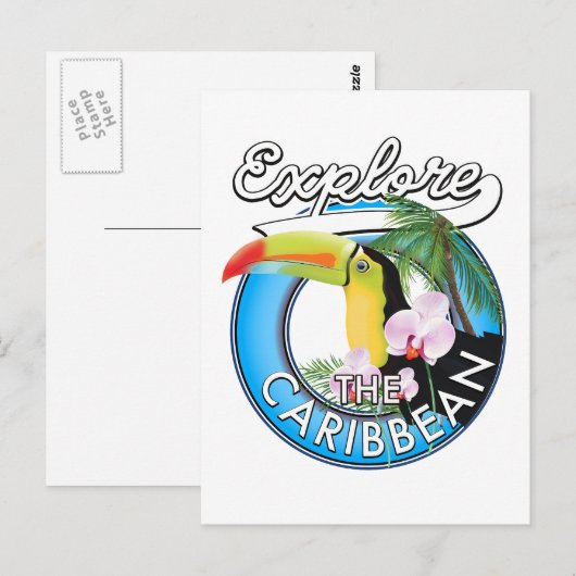 Carte Postale Explorez le patch de voyage des Caraïbes. (Devant / Derrière)