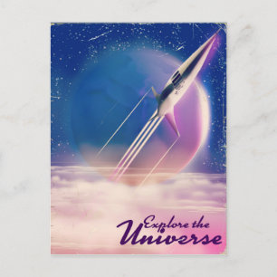 Carte Postale Explorez l'univers Affiche vintage de l'espace