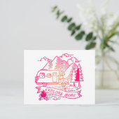 Carte Postale Explorez Plus Camper Rose Van Mountain Nature Love (Debout devant)
