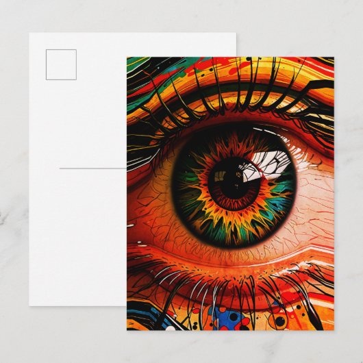 Carte Postale Explosion de Couleur Œil – Réalisme Abstrait Vibra (Devant / Derrière)