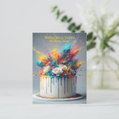 Carte Postale Explosion de Joie – Gâteau d'anniversaire heureux (Debout devant)
