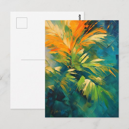 Carte Postale Explosion de palmier abstrait – Énergie tropicale (Devant / Derrière)
