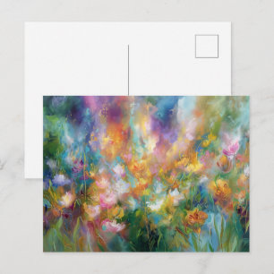 Carte Postale Explosion florale cosmique abstraite dans des coul