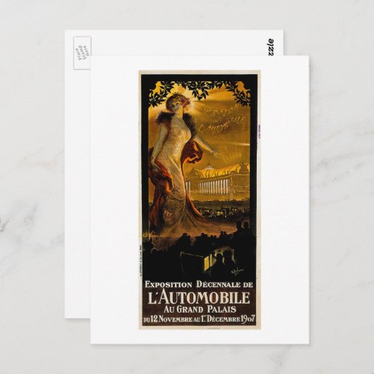 Carte Postale Exposition Decnale De L'Automobile - 1907 (Devant / Derrière)