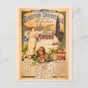Carte Postale Exposition mondiale vintage d'Anvers 1894