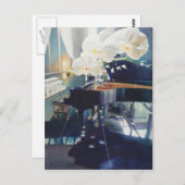 Carte Postale "Exposition Sud" Piano & Fleurs Aquarelle (Devant / Derrière)