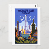 Carte Postale Exposition universelle de Chicago de 1934 (Devant / Derrière)