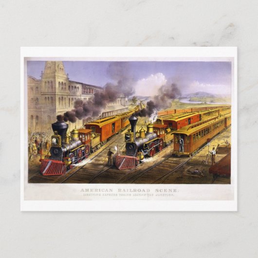 Carte Postale Express de foudre : Une scène ferroviaire américai (Devant)