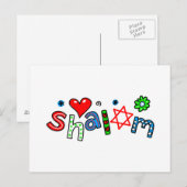 Carte Postale Expression de texte de bienvenue Shalom (Devant / Derrière)