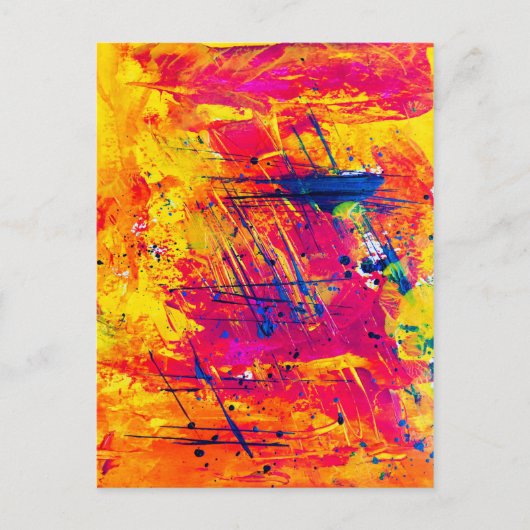 Carte Postale Expressionnisme Abstrait Art Orange Jaune Bleu Rou (Devant)