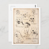 Carte Postale Expressions faciales de divers chats, Louis Wain (Devant / Derrière)