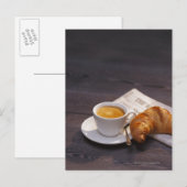 Carte Postale expresso, croissant et journal (Devant / Derrière)