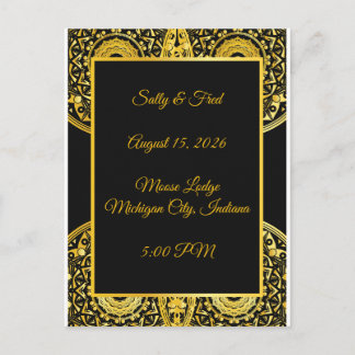 Carte Postale Exquisite High Resolution, Black And Gold Wedding