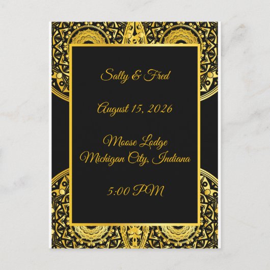 Carte Postale Exquisite High Resolution, Black And Gold Wedding (Devant)