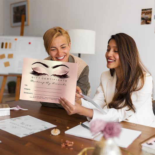 Carte Postale Extension Cadeau de certificat Lashes MakeupBlush 