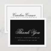 Carte Postale Extensions de Cils Simple Bordure Noir Blanc Merci (Devant / Derrière)