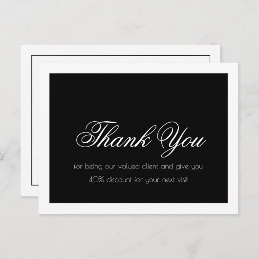 Carte Postale Extensions Lash Simple Bordure Noir Blanc Merci (Devant / Derrière)