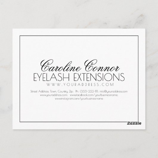 Carte Postale Extensions Lash Simple Bordure Noir Blanc Merci (Dos)