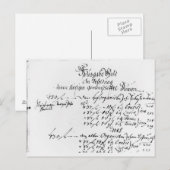 Carte Postale Extrait du salaire de J.S. Bach (Devant / Derrière)