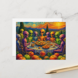 Carte Postale Extraterrestres Avec Des Pêches Faux Van Gogh
