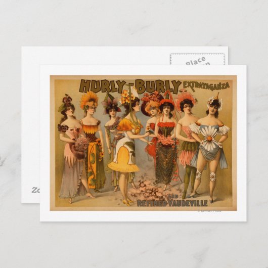 Carte Postale Extravaganza Hurly Burly et Vaudeville raffinée (Devant / Derrière)