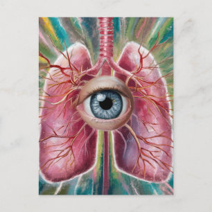 Carte Postale Eyeball surréaliste et poumons