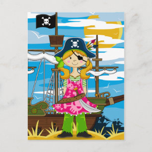 Carte postale Eyepatch Pirate fille mignonne