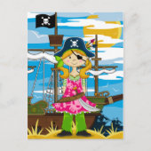 Carte postale Eyepatch Pirate fille mignonne (Devant)