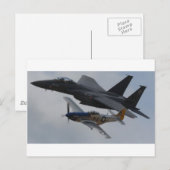 CARTE POSTALE F-15 EAGLE + P-51 MUSTANG (Devant / Derrière)
