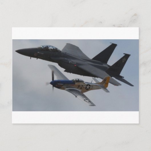 CARTE POSTALE F-15 EAGLE + P-51 MUSTANG (Devant)