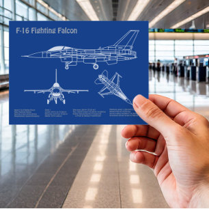 Carte Postale F-16 Faucon de combat - Plan directeur de l'avion