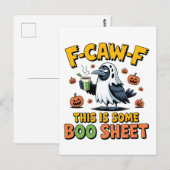 Carte Postale F-Caw-F C'Est Une Feuille De Boo Drôle Éffrayant (Devant / Derrière)
