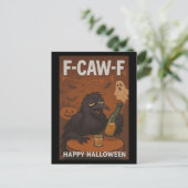 Carte postale F-CAW-F Drunk Raven Halloween (Debout devant)