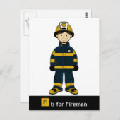 Carte Postale F est pour Fireman Postcard (Devant / Derrière)