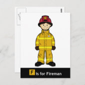 Carte Postale F est pour Fireman Postcard (Devant / Derrière)