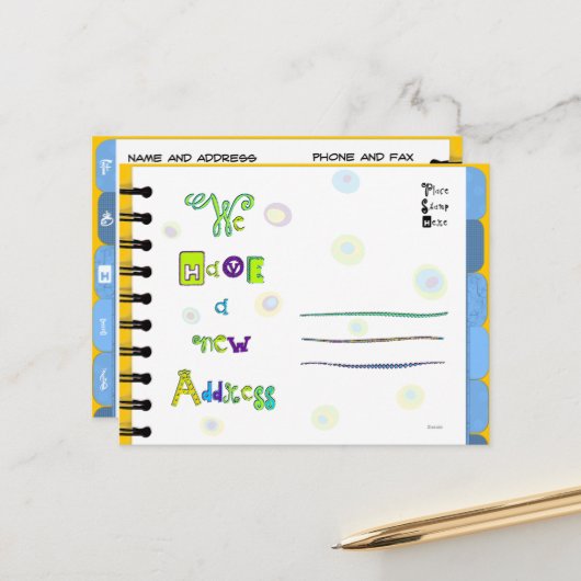 Carte postale F-J Moving Faire-part Address Book (Devant/Arrière en situation)