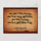 Carte Postale F. Scott Fitzgerald Citation Inspirationnelle "Écr (Devant)