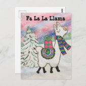 Carte Postale Fa La La Llama Noël Whimsical (Devant / Derrière)