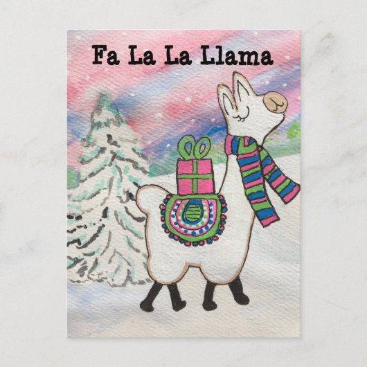 Carte Postale Fa La La Llama Noël Whimsical (Devant)