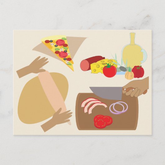 Carte Postale Fabrication de pizzas (Devant)