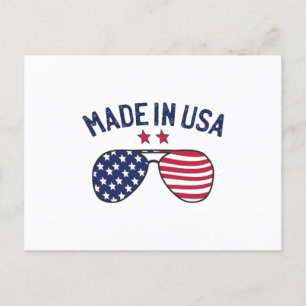 Carte Postale Fabriqué aux États-Unis États-Unis Drapeau lunette