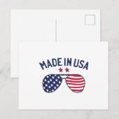 Carte Postale Fabriqué aux États-Unis États-Unis Drapeau lunette (Devant / Derrière)