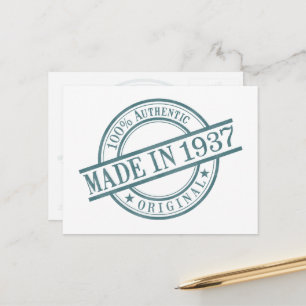 Carte Postale Fabriqué en 1937 Logo de tampon en caoutchouc rond