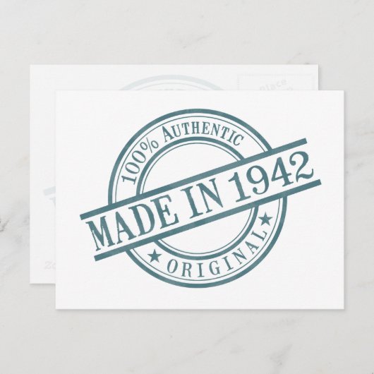 Carte Postale Fabriqué en 1942 Logo de tampon en caoutchouc rond (Devant / Derrière)