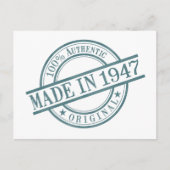 Carte Postale Fabriqué en 1947 Anniversaire en caoutchouc logo r (Devant)